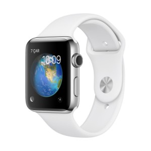 Apple Watch Series 2Paslanmaz Çelik Case with White Sport Band