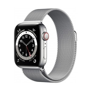 Apple Watch Series 6 GPS Cellular Gümüş Paslanmaz Çelik Case with  Gümüş Milanese Loop