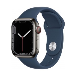 Apple Watch Series 7 GPS CellularGrafit Paslanmaz Çelik Case with Abyss Blue Sport Band