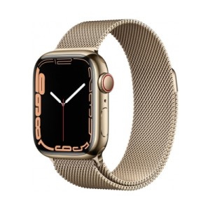 Apple Watch Series 7 Cellular 41mm  Altın Paslanmaz Çelik Case and  Altın Milano Loop