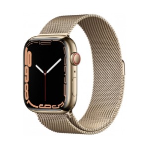 Apple Watch Series 7 Cellular 45mm  Altın Paslanmaz Çelik Case and  Altın Milano Loop