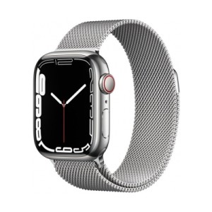 Apple Watch Series 7 Cellular 41mm  Gümüş Paslanmaz Çelik Case and  Gümüş Milano Loop