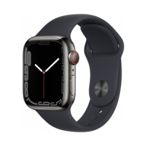 Apple Watch Series 7 Cellular 41mm Grafit Paslanmaz Çelik Case and Midnight Sport Band