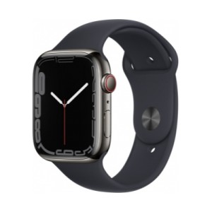 Apple Watch Series 7 Cellular 45mm Grafit Paslanmaz Çelik Case and Midnight Sport Band