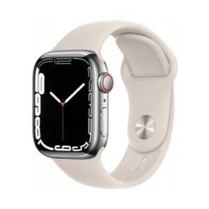 Apple Watch Series 7 Cellular 41mm  Gümüş Paslanmaz Çelik Case with Starlight Sport Band